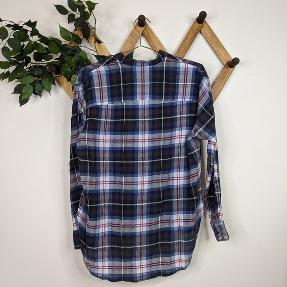 Madewell Plaid Mock Neck Half Button Tunic Top - Picture 3 of 8
